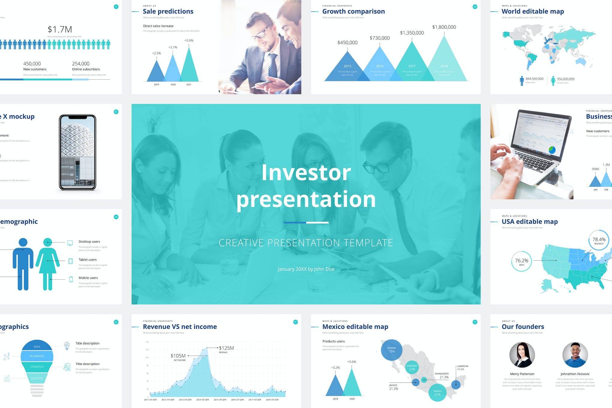 2927 蓝色简洁商务医疗项目计划书keynote模版Investor Presentation Keynote Template
