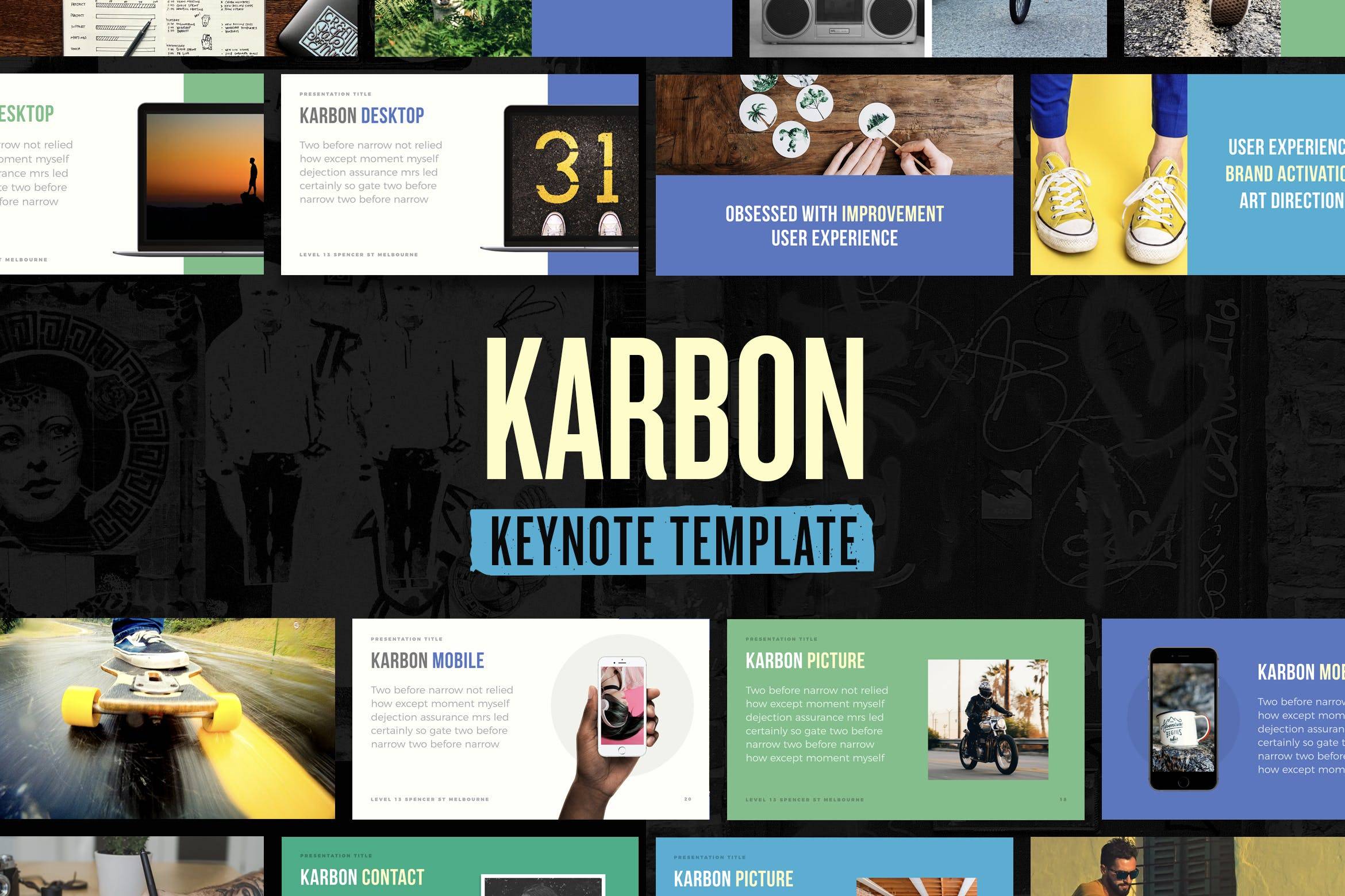 2932 多用途作品集演示文稿设计Keynote模版Karbon — Keynote Presentation Template