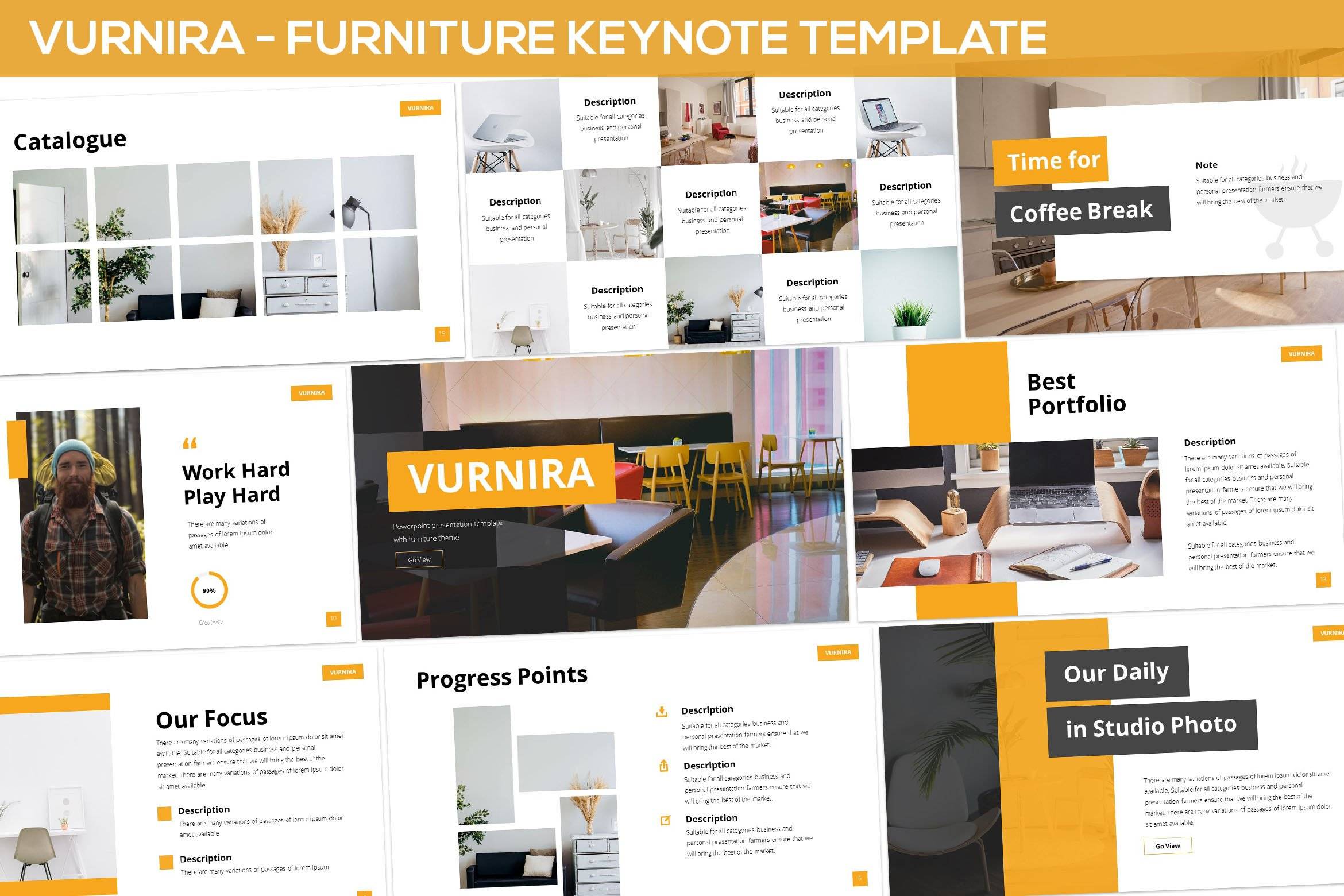 2930 家装家具主题演讲keynote模版 Vurnira – Furniture Keynote Template