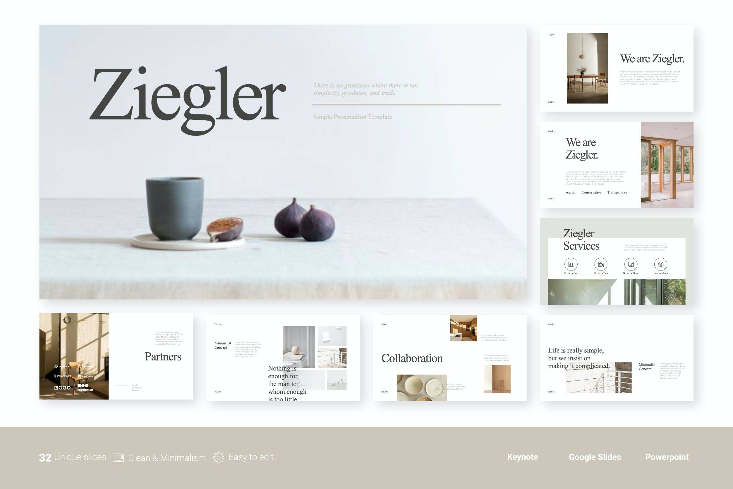 3002 极简主义企业营销策划演示文稿设计keynote+ppt模板Ziegler – Clean Presentation Template