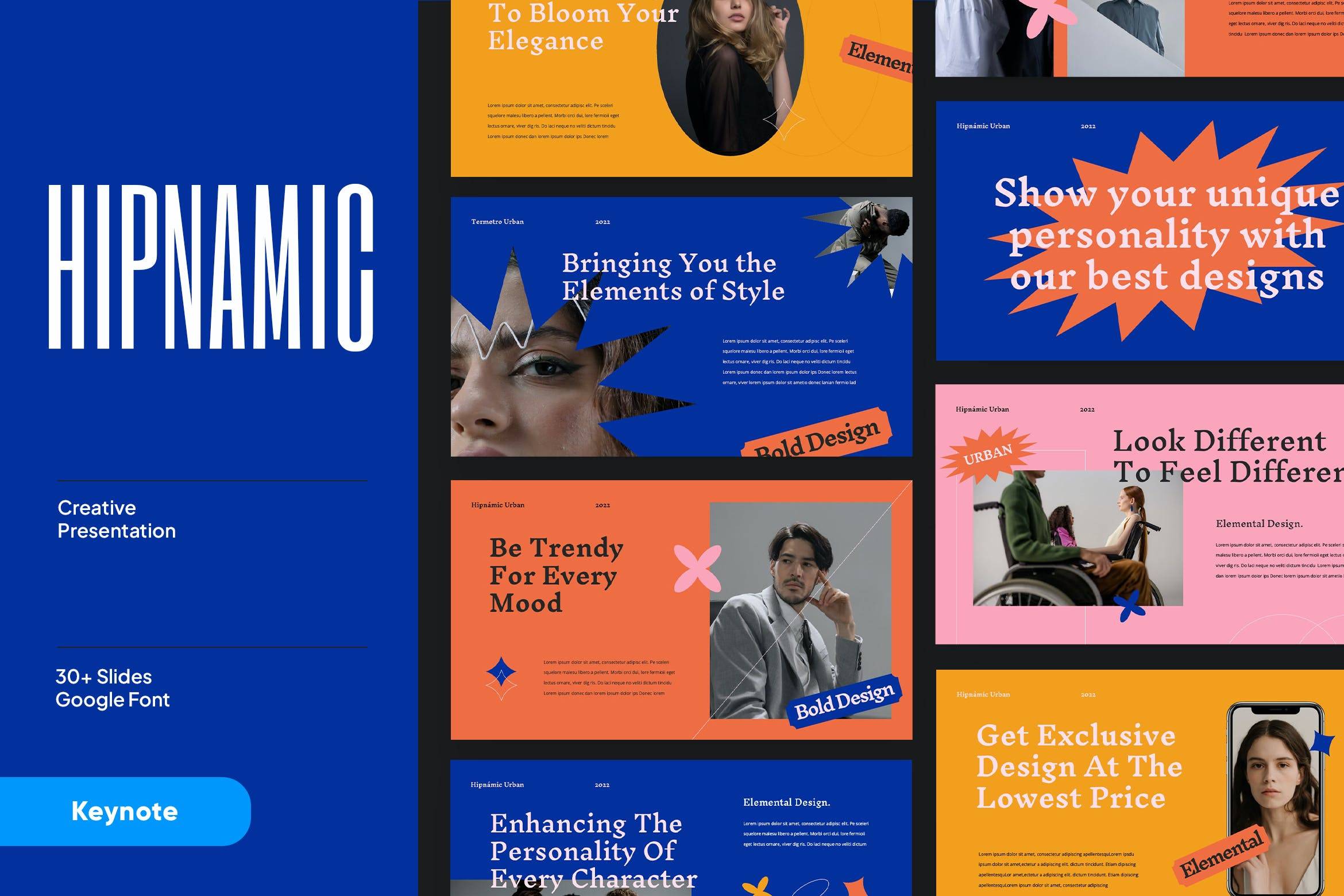 3088 创意简约品牌营销策划图文排版设计ppt+keynote模板 HIPNAMIC – Creative ppt+keynote Template