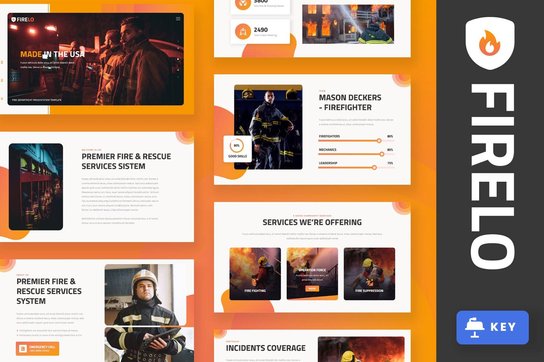 3376 消防官兵年终工作汇报演讲Keynote模板 FIRELO – Fire Department Keynote Template