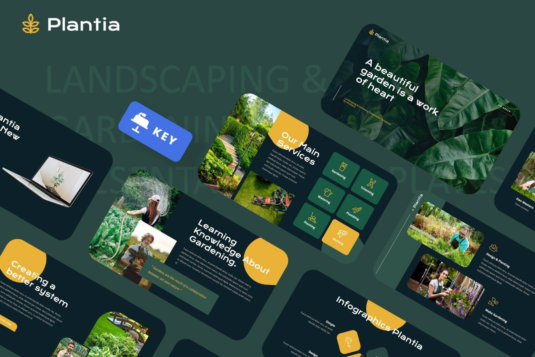 3689 农业园林园艺公司年终总结商业计划Keynote模板 Plantia – Landscaping & Gardening Keynote Template
