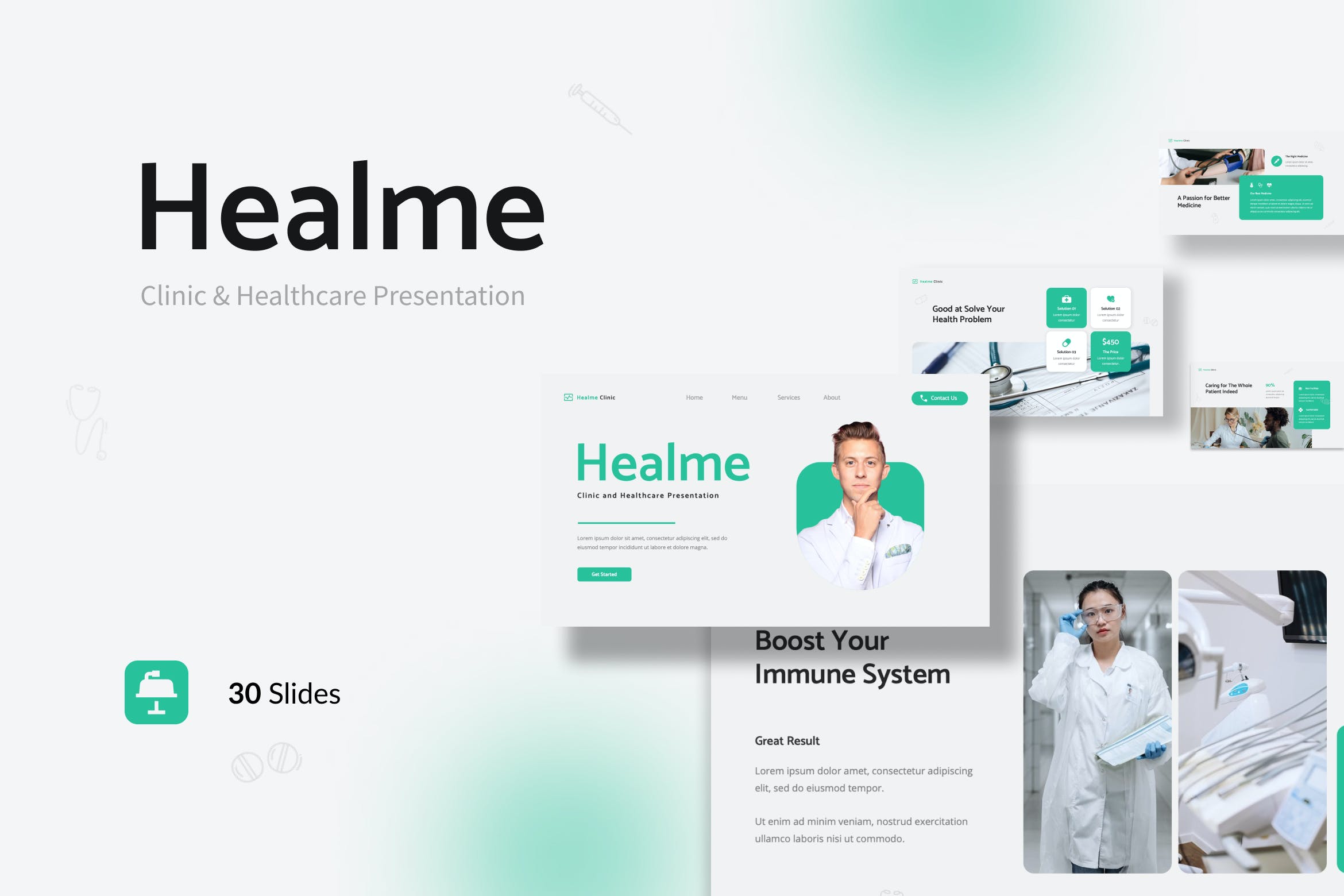 3673 现代医疗医药个人简历演讲Keynote模版 Healme – Clinic and Healthcare Keynote