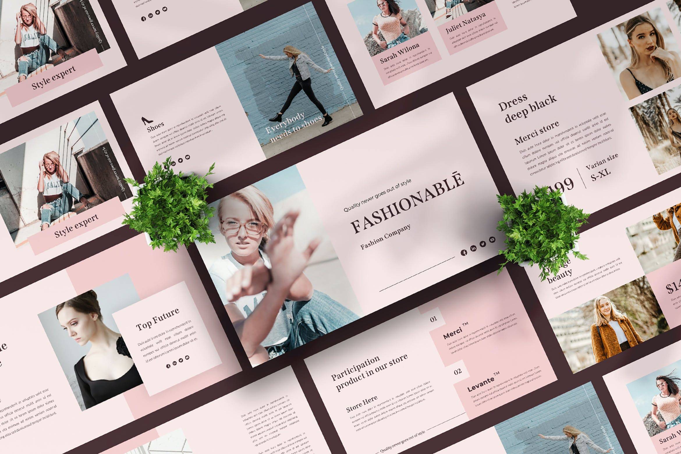 3669 优雅时尚女性品牌鞋帽服饰品牌报告新品发布Keynote模版Fashionable – Keynote Template