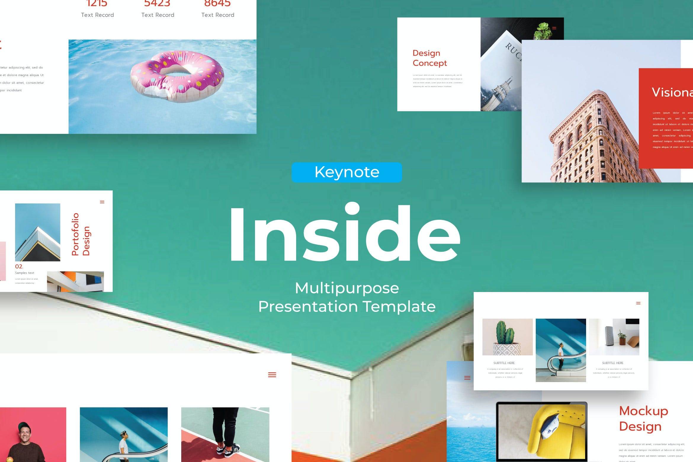 3665 简洁干净个人设计作品集展示Keynote模板 Inside – Keynote Template