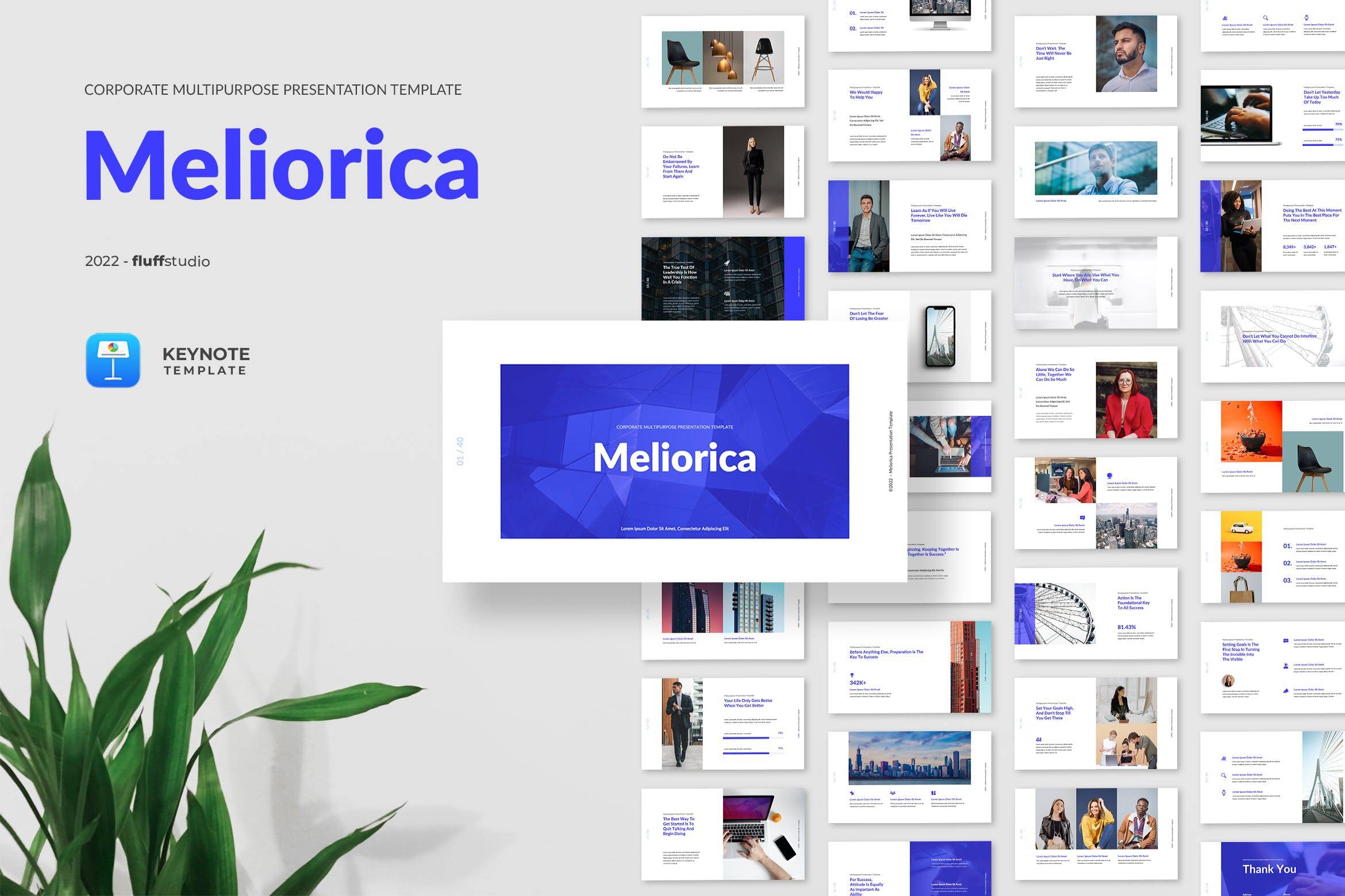3660 现代商业建筑设计作品集室内工作室宣传Keynote模版 Meliorica – Business Keynote Template