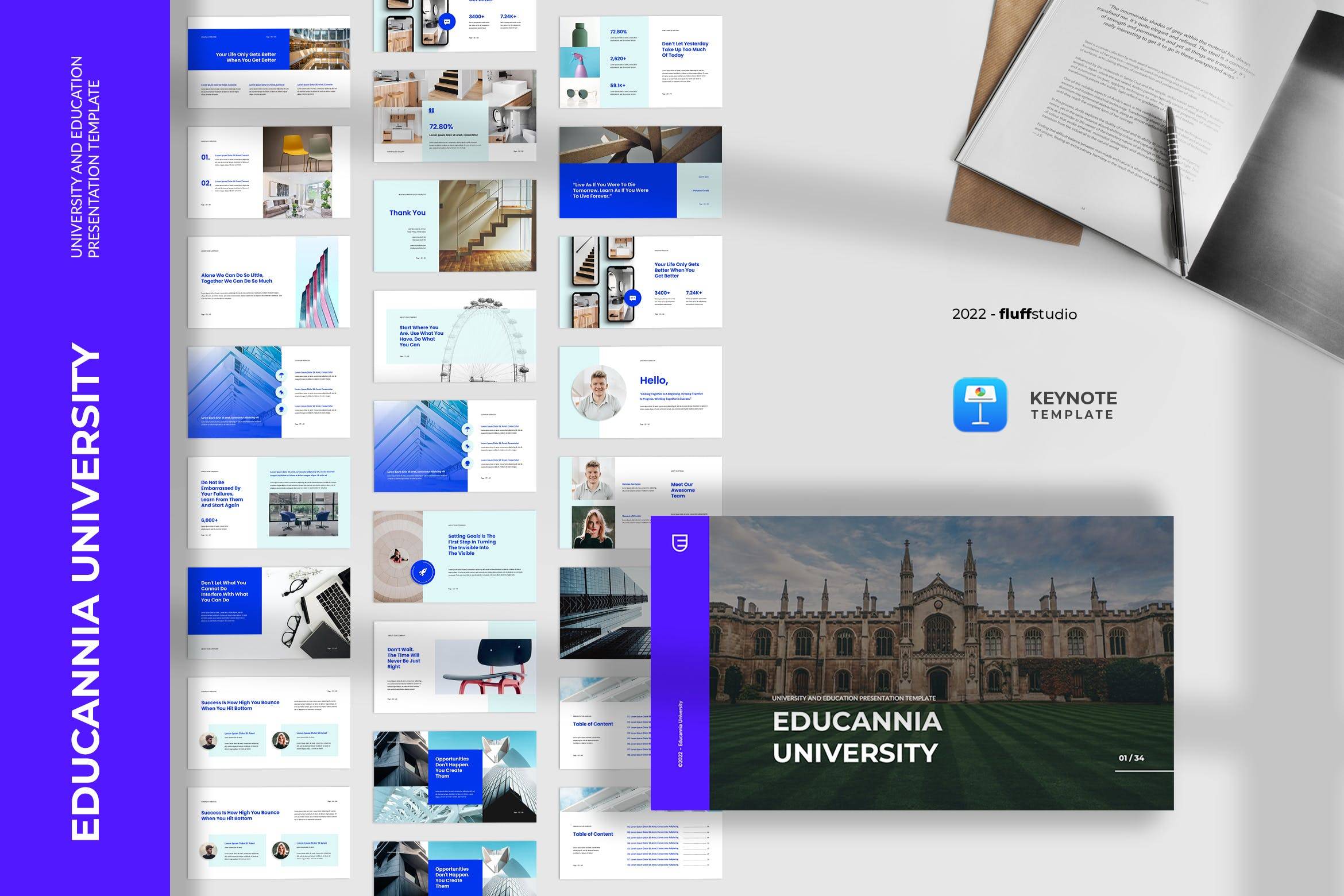 3657 现代简约专业教育高校多用途讲演Keynote模版 Educannia – University and Education Template