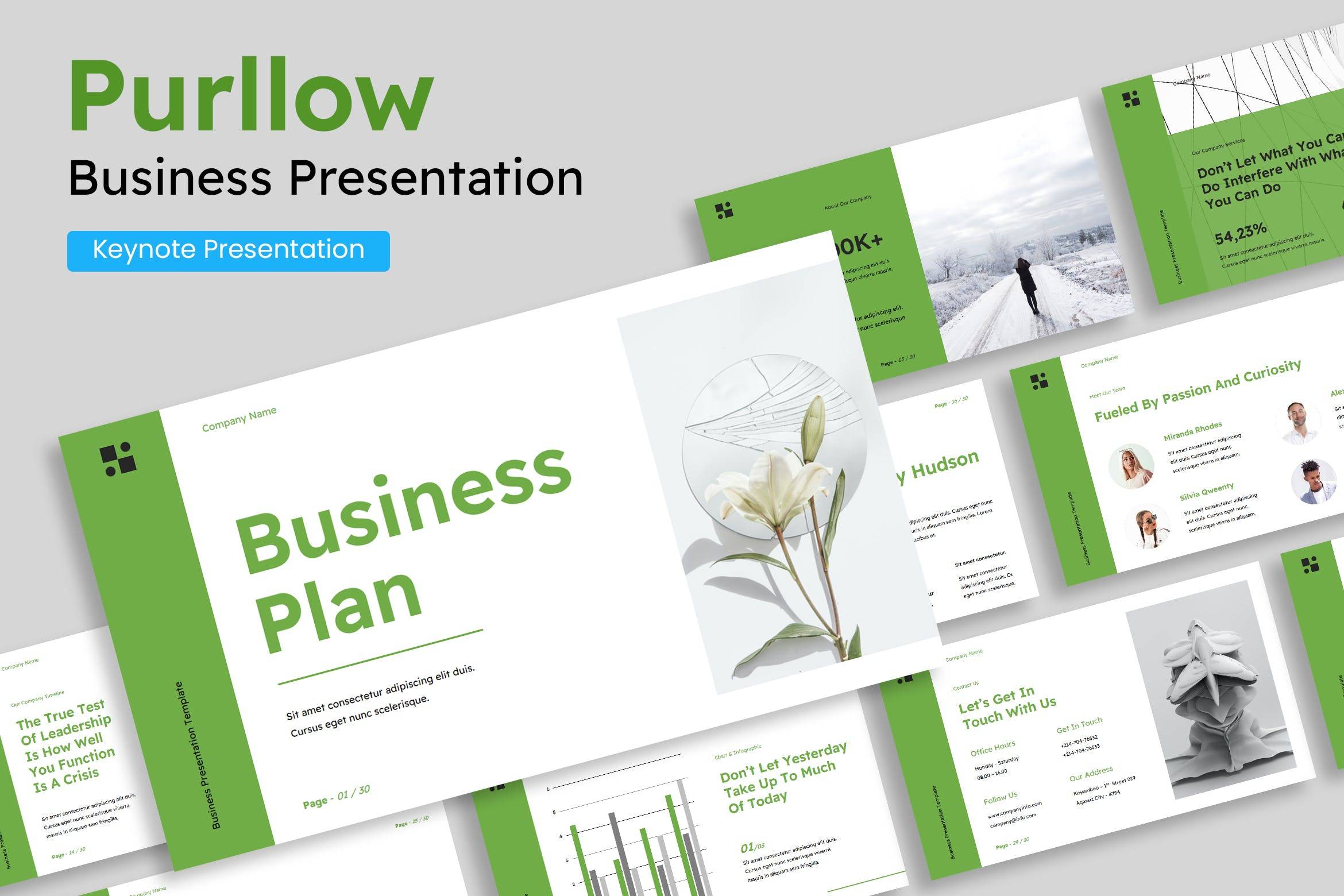 3654 简洁绿色创意现代商业计划书路演报告Keynote模版 Simple Green White Creative Modern Business Plan