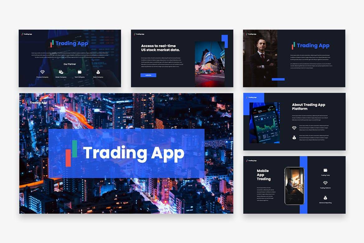 3850 科技通讯大数据区块链项目主体Keynote模板 TradingApp – Investment Keynote TemplateGOOODME.COM