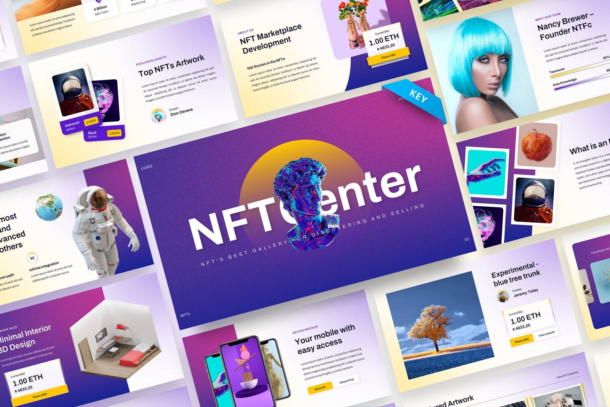 3869 创意数字资产NFT主题项目演讲报告Keynote模板 NFTc – NFT Creative Digital Assets KeynoteGOOODME.COM