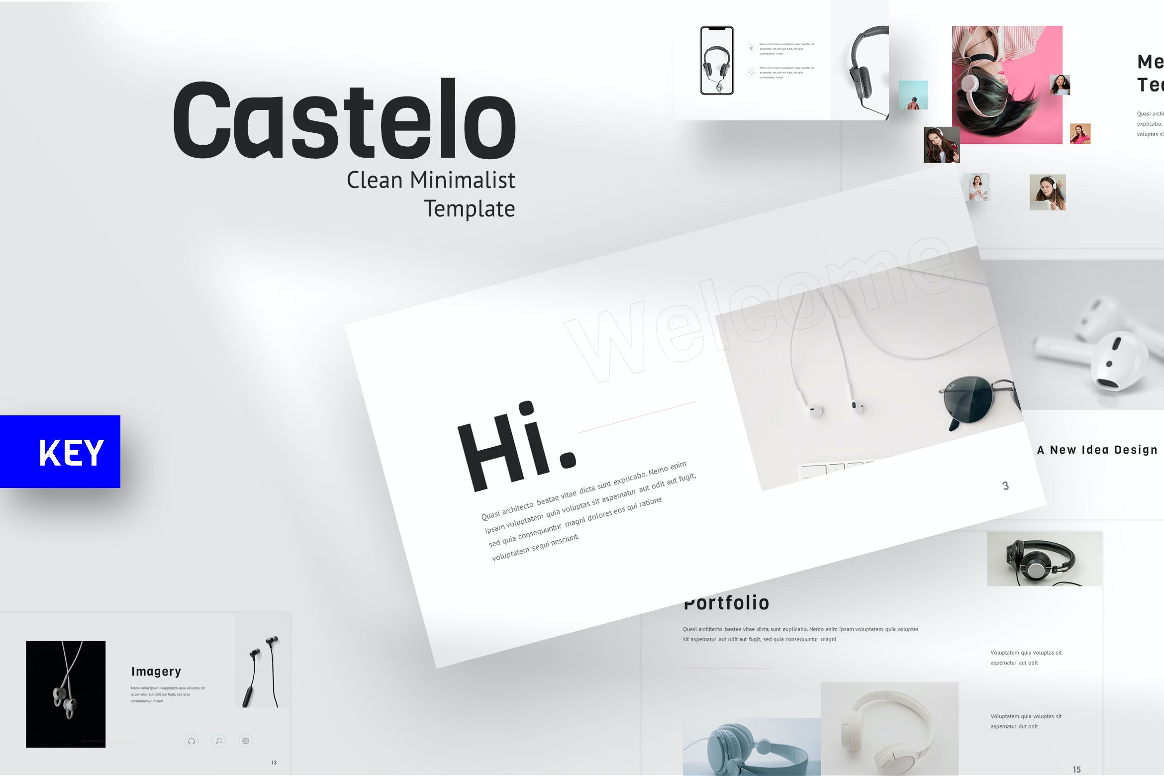 4043 小清新音乐耳机产品发布营销方案演讲Keynote模板Castelo – Music Keynote Template@GOOODME.COM