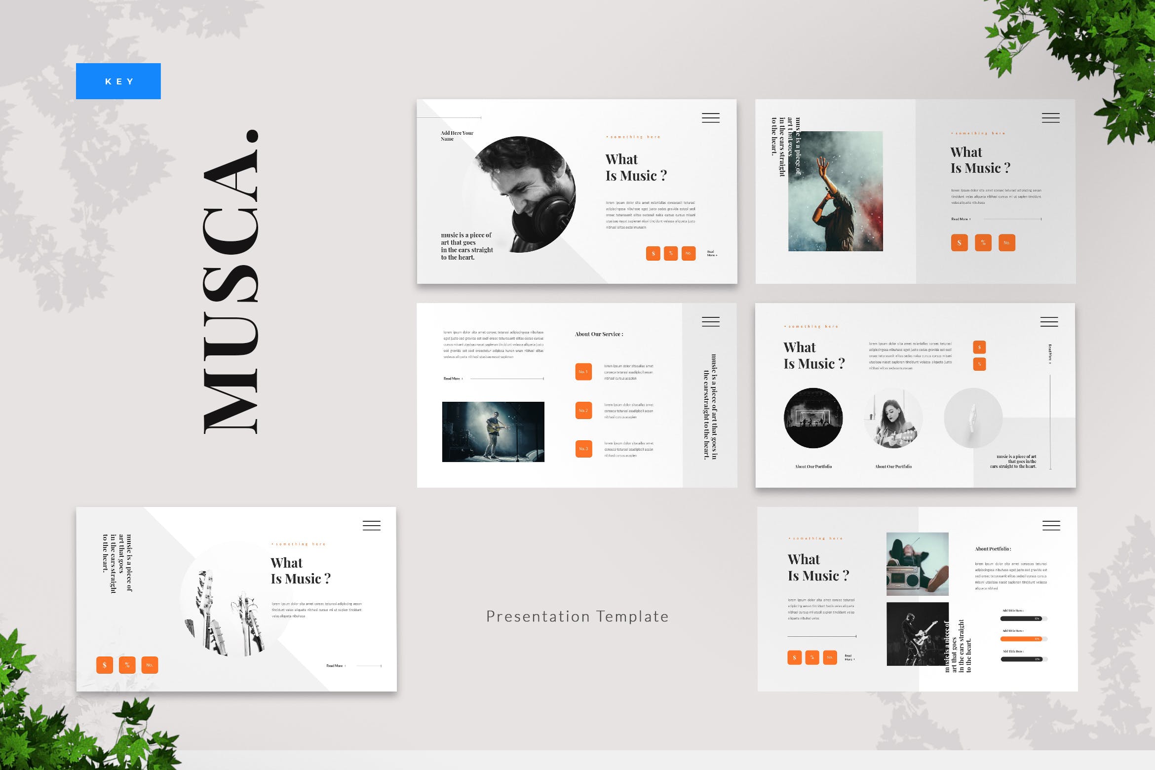 4048 简洁风格歌手专辑作品集介绍演讲Keynote模板 Musca – Music Keynote Template@GOOODME.COM