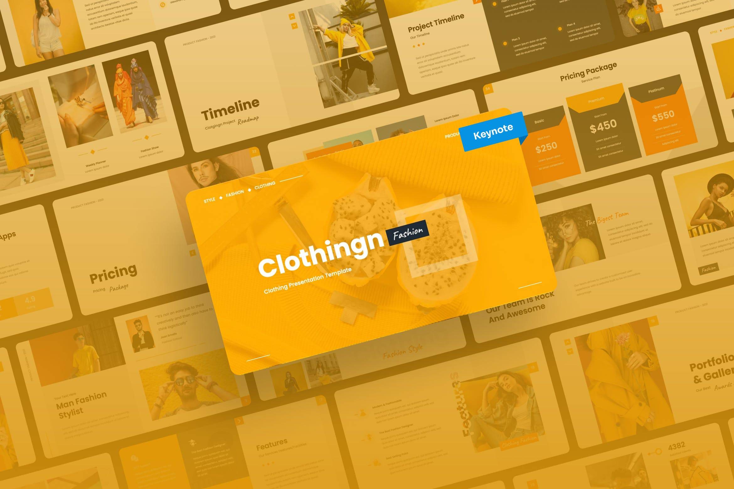 4064 时尚活力服装品牌主题演讲多用途Keynote模板 Clothingn – Fashion & Clothing Keynote@GOOODME.COM