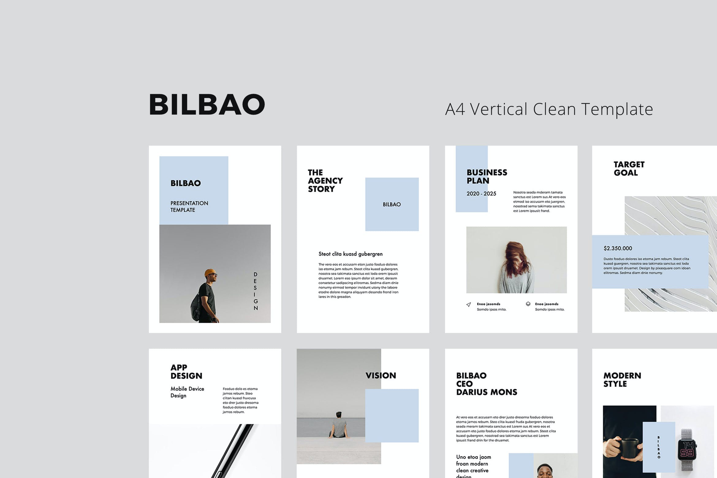 4084 竖版简洁个人摄影设计作品集简历Keynote模板 BILBAO – A4 Vertical Keynote Template@GOOODME.COM