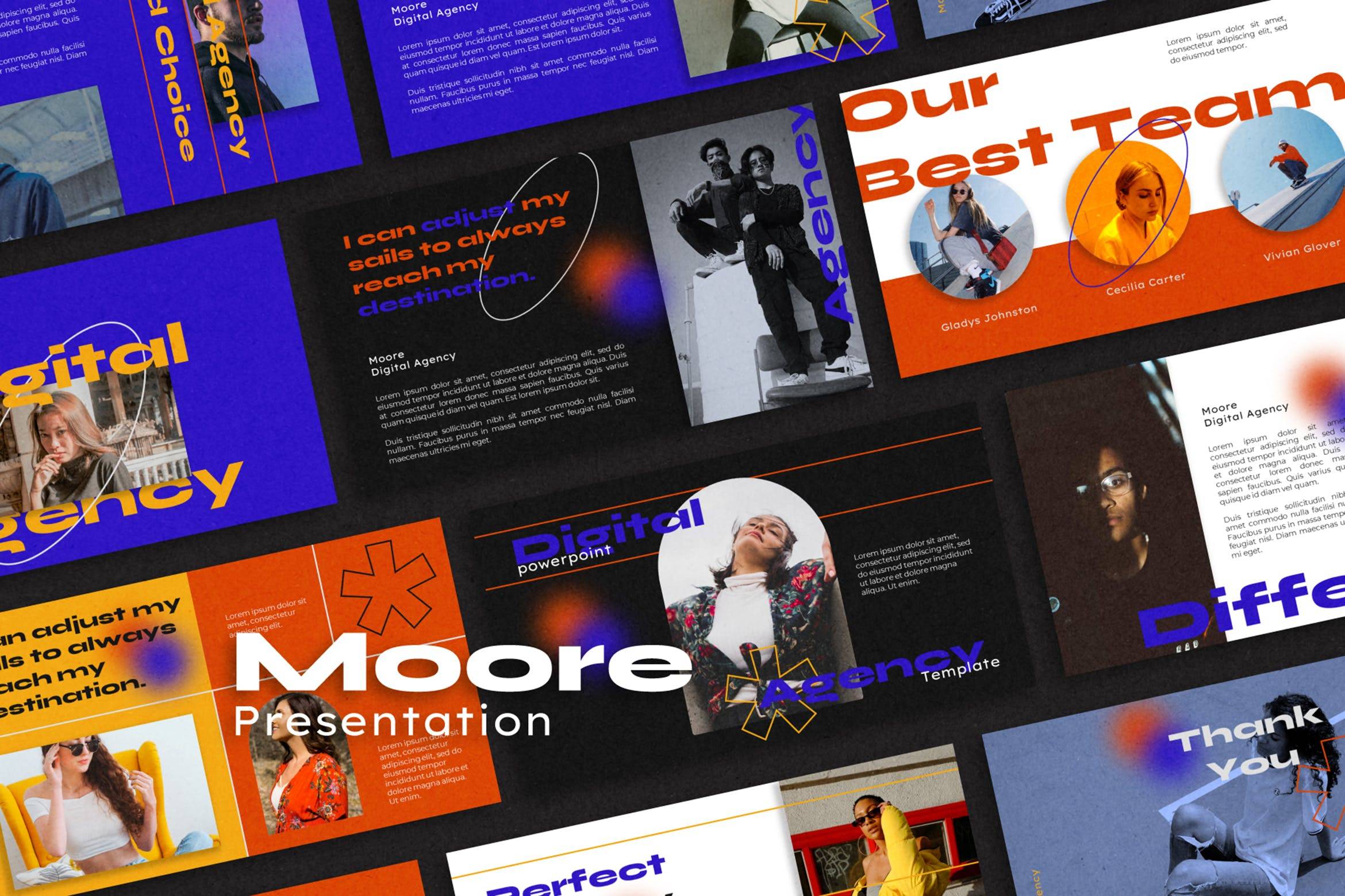 4398 时尚潮流嘻哈服饰服装产品推广发布展示PPT+Keynote模板 Moore Powerpoint Template@GOOODME.COM