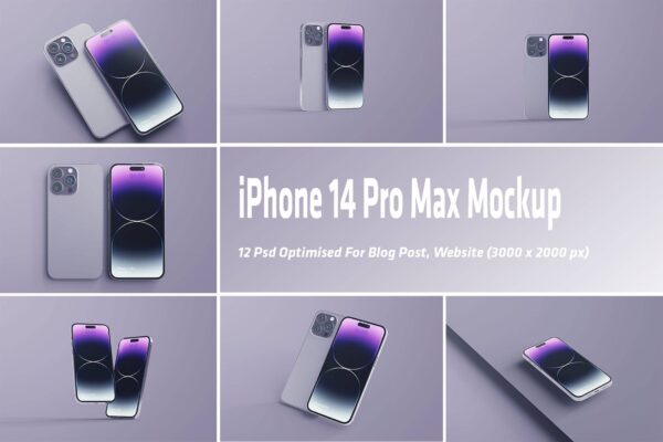 4949 12款苹果手机样机APP设计作品集展示PS样机 iPhone 14 Pro Max Mockups@GOOODME.COM