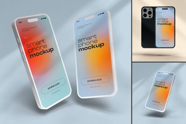 4967 3款多角度苹果14手机屏幕展示APP设计PS样机 iPhone 14 Pro Mockup 1@GOOODME.COM