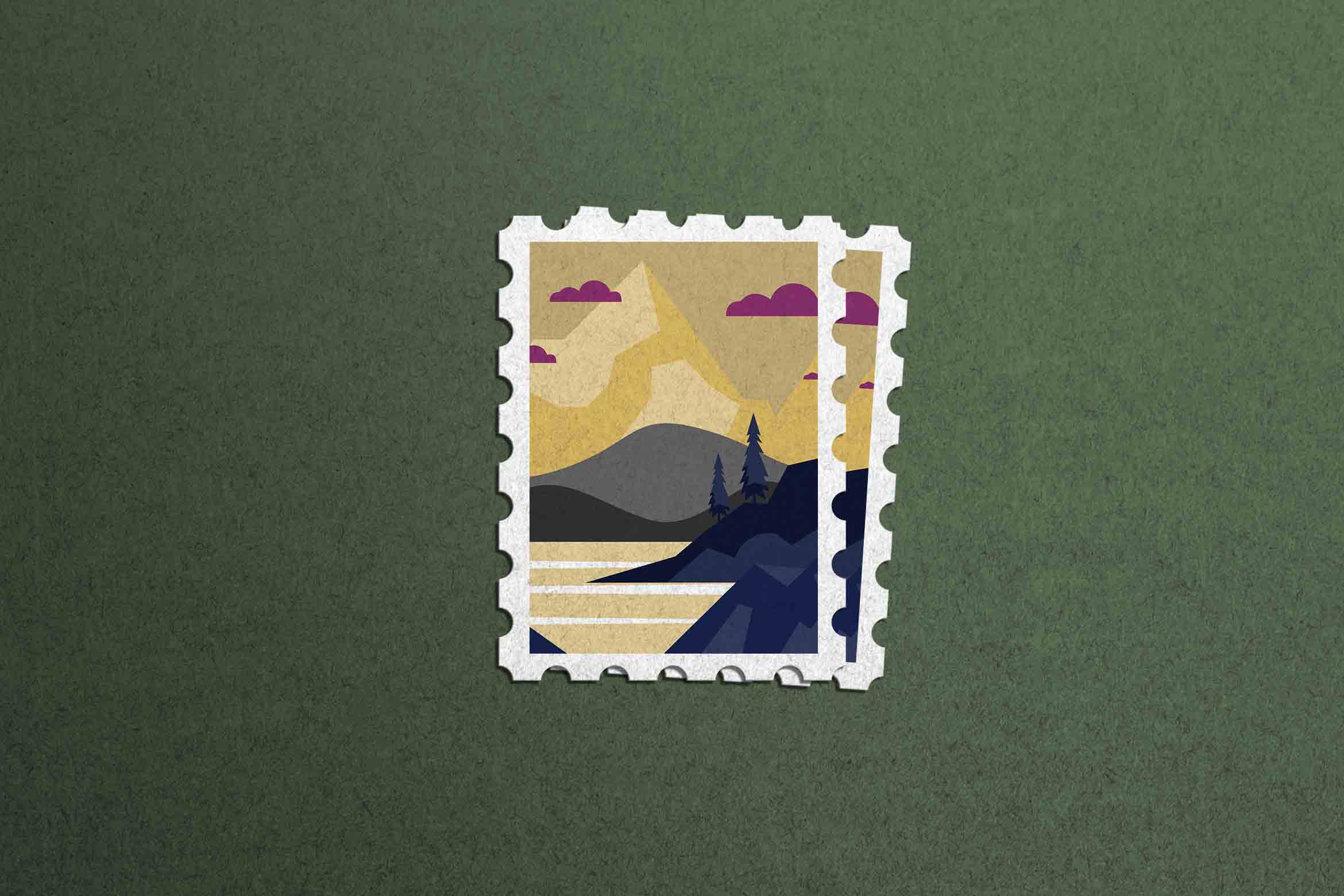 4989 复古邮票印花设计PS样机 Postage Stamp Mockup@GOOODME.COM