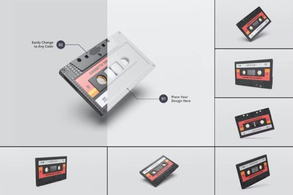 5050 7款复古磁带设计PS样机 Vintage Cassette Tape Mockups Psd@GOOODME.COM