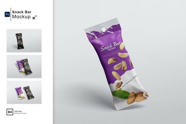 5069 4款雪糕冰淇淋包装设计PS样机 Snack Bar Packaging Mockup@GOOODME.COM