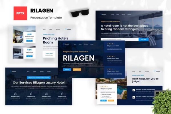 1012 酒店管理文旅论文学术研究报告答辩PPT+Keynote模板 Rilagen – Luxury Hotel Keynote Template