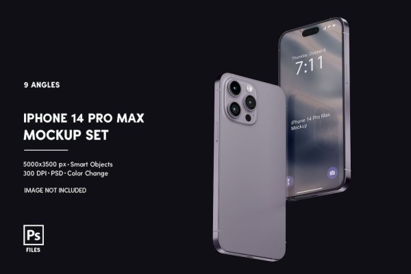 5158 不同角度金属质感iPhone 14 Pro Max样机PSD素材包@GOOODME.COM