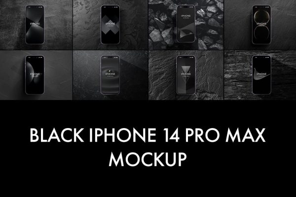 5160 黑色熔岩纹理iPhone 14 Pro Max 样机PSD素材 Black iPhone 14 Pro Max Mockup@GOOODME.COM