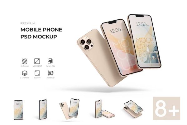 5197 高质量逼真iPhone 14 Pro Max手机模板专业级展示App界面设计 Iphone Mockup@GOOODME.COM