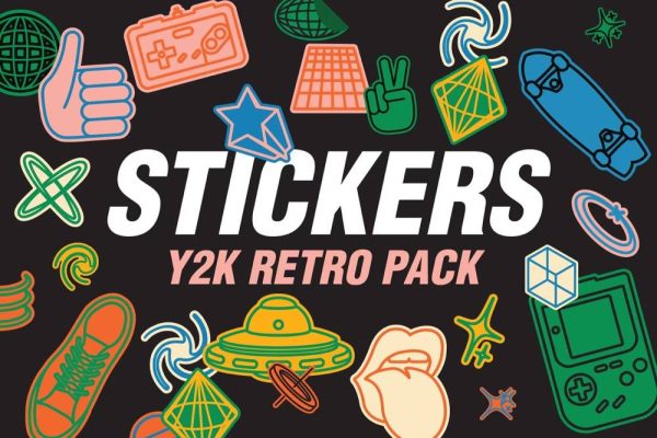 5202 25款Y2K复古贴纸套装矢量和高清PNG贴纸 25 Y2K Retro Stickers Pack@GOOODME.COM