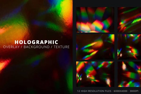 5203 12张全息纹理设计高分辨率闪烁多彩背景图片JPG文件 12 Holographic Iridescent Texture Background@GOOODME.COM