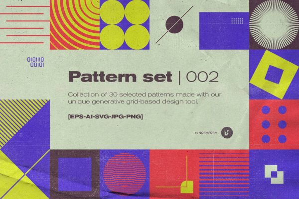 5214 30款孟菲斯风格抽象几何矢量图案背景素材 Generative Pattern Set 002@GOOODME.COM