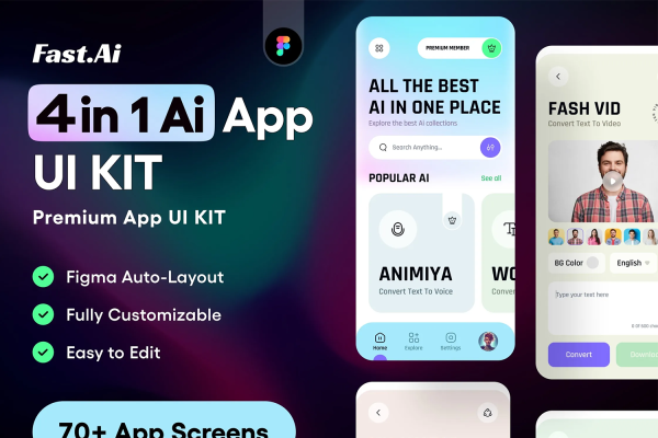 5262 AI人工智能APP设计UI界面Fig源文件模板设计素材包 AI App Design UI Kit@GOOODME.COM