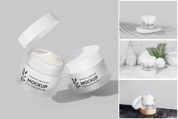 5269 时尚实用的化妆品霜瓶模拟展示设计PSD样机素材 Cosmetic Cream Jar Mockup@GOOODME.COM