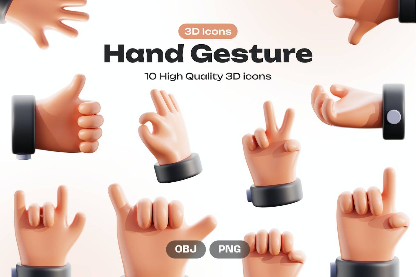 5418 医学女性3D插画素材包 Hand Gesture 3D Icons