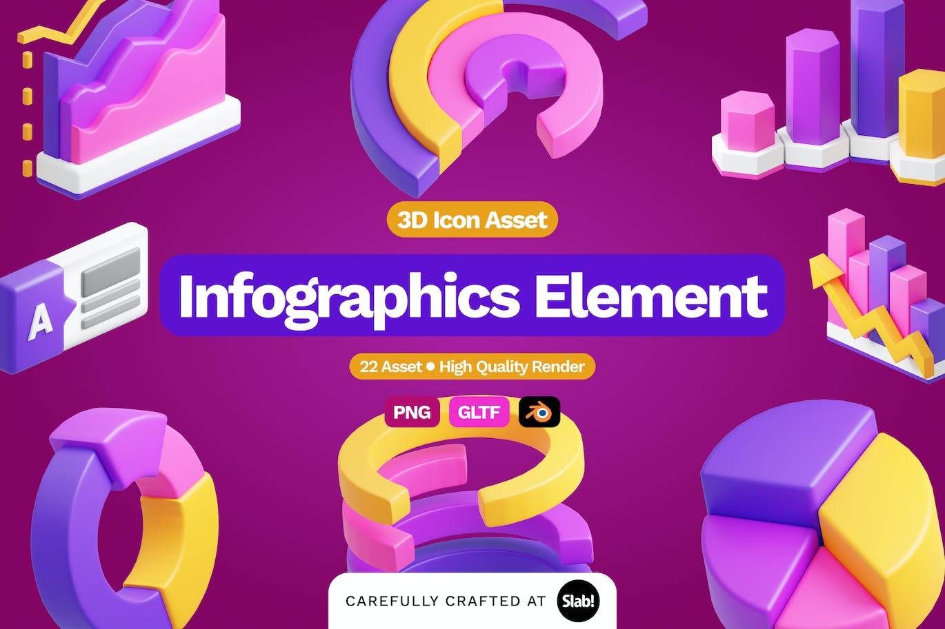 5485 炫酷科技创意设计多场景应用品牌升级爱与激情Infographics Element 3d信息图表元素图标！