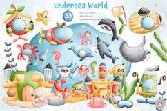 5588 可爱有趣的海底世界动植物主题水彩插画素材