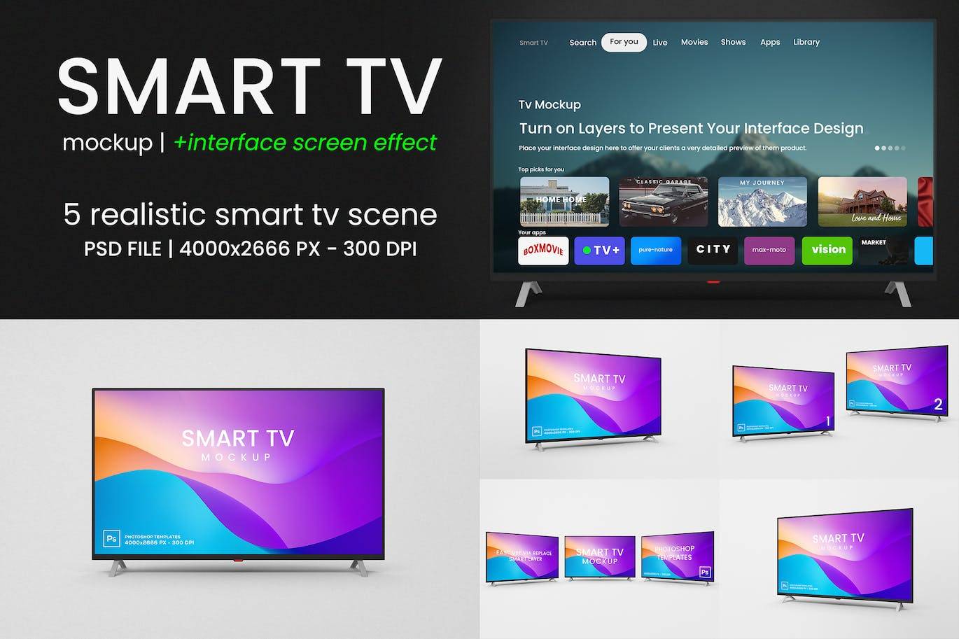 5673 智能电视样机模型-Smart Tv Mockups