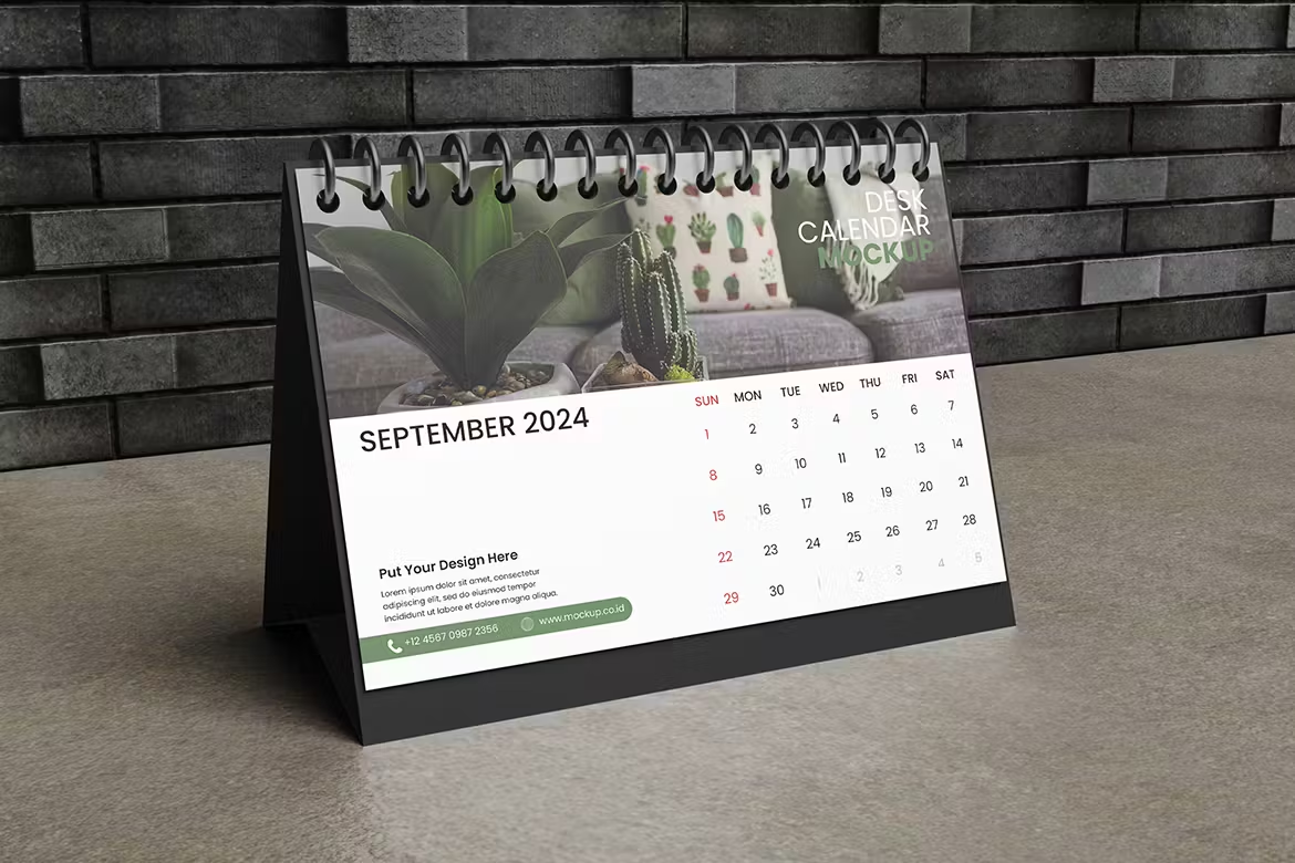 5805 简约桌面日历模型设计素材样机-Desk Calendar Mockup