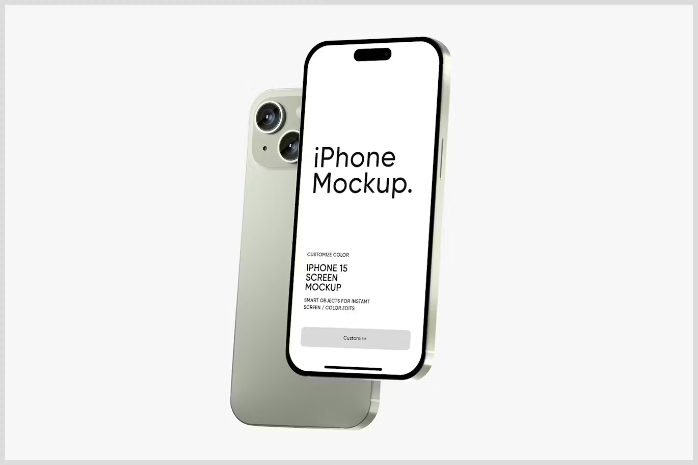 5860 高清苹果15手机模型样机-iPhone 15 Front and Back Screen Mockup