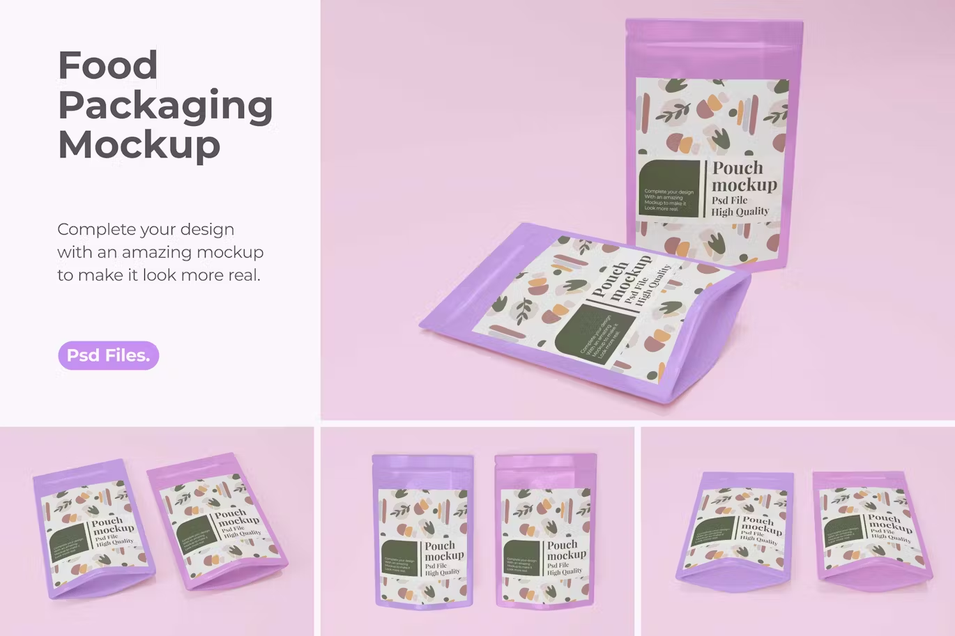 5861 简约食品包装袋展示PSD样机模板-Food packaging mockup