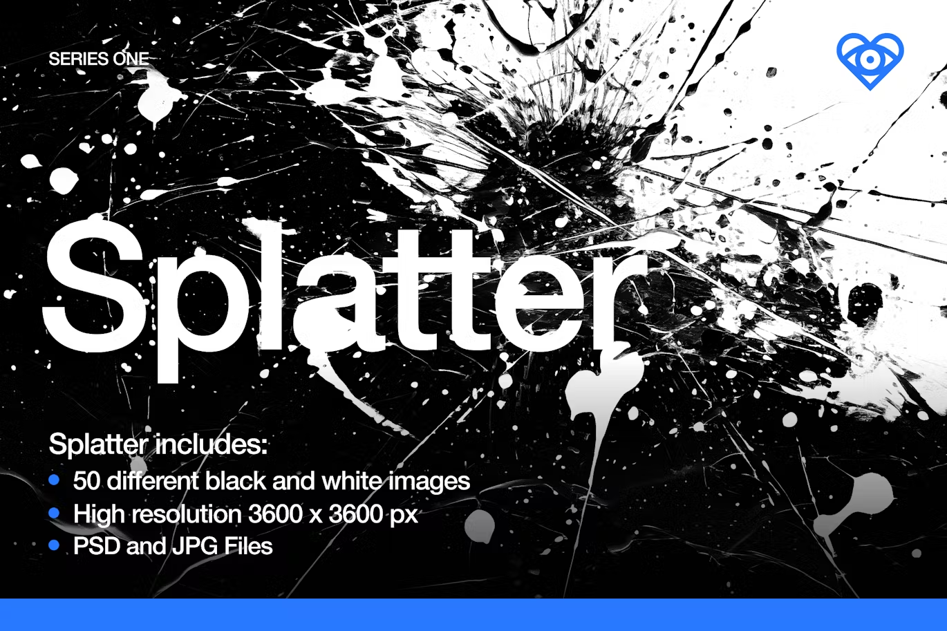 6054 黑白喷溅纹理动感艺术项目设计背景PSD素材-50 Black and White Splatter Textures