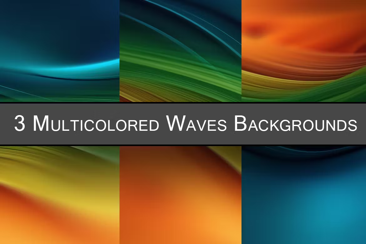 6071 独特风格多彩波浪背景-Multicolored Waves Background Set