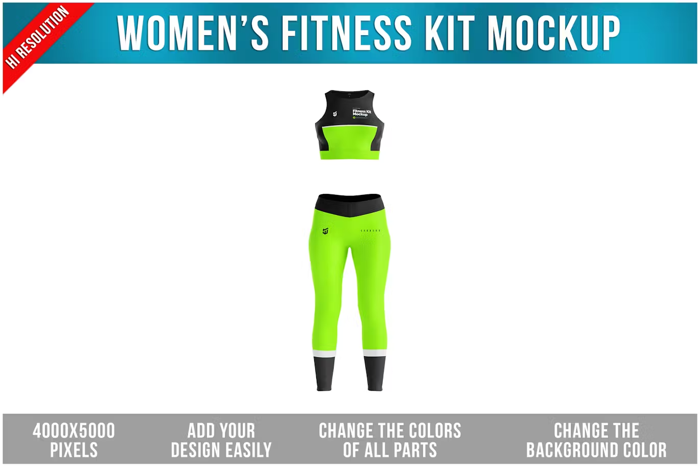 6143 创新女性健身套装模型样机-Women’s Fitness Kit Mockup