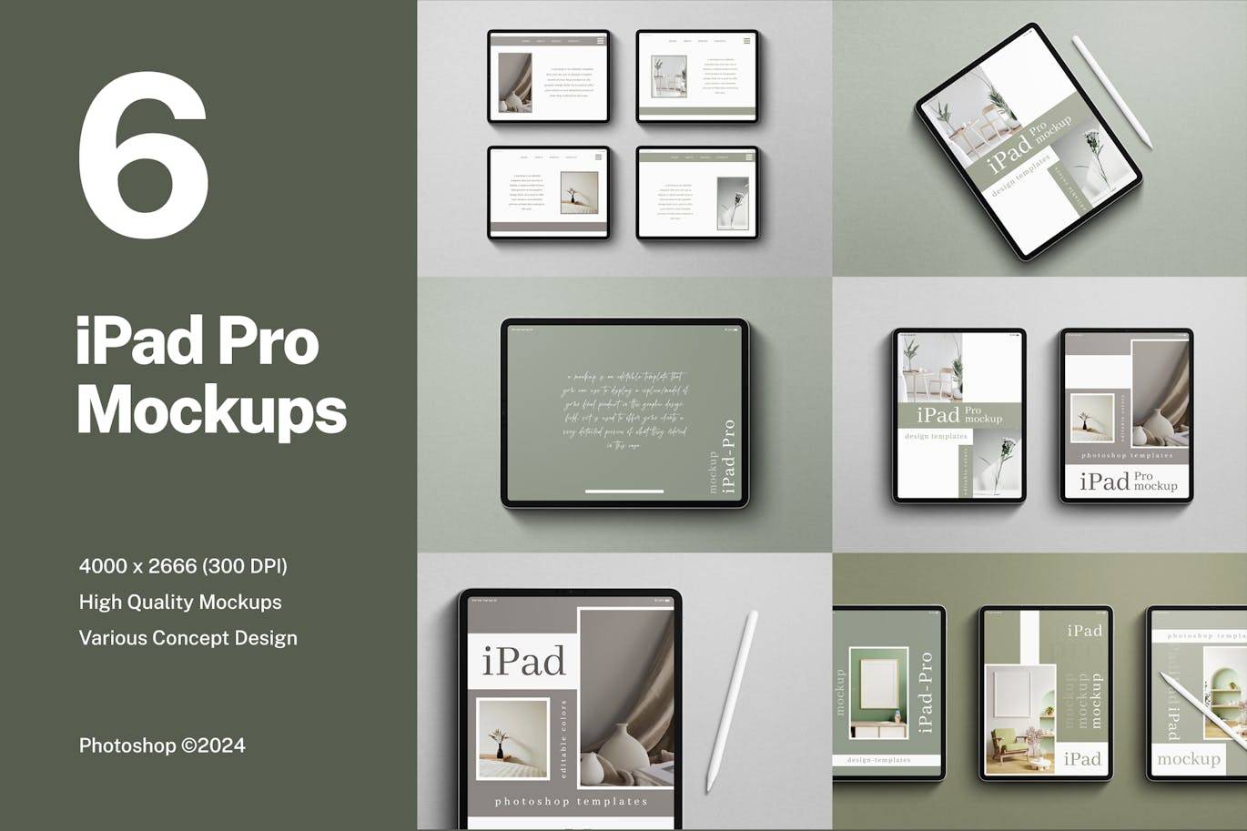 6163 高分辨率平板电脑iPad Pro模型样机-iPad Pro Mockups