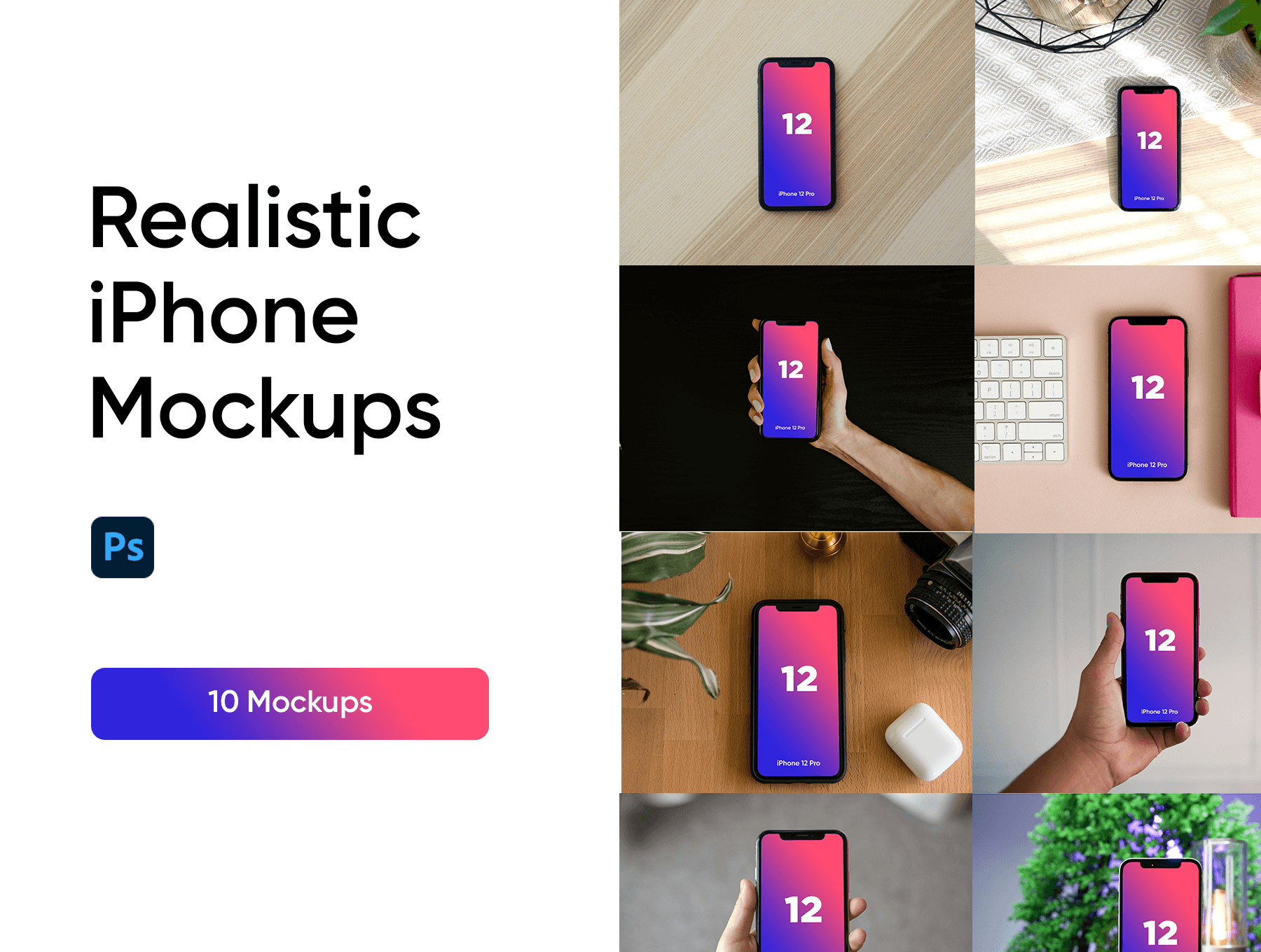 6182 高清展示iPhone 12手机真实模型样机-iPhone 12 Realistic Mockups