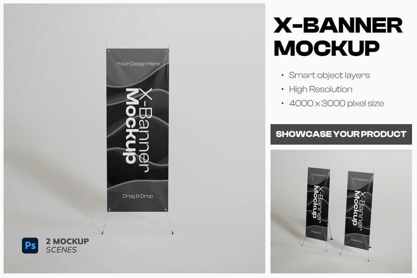 6235 创意X展架广告海报设计样机模型-x-banner-mockup