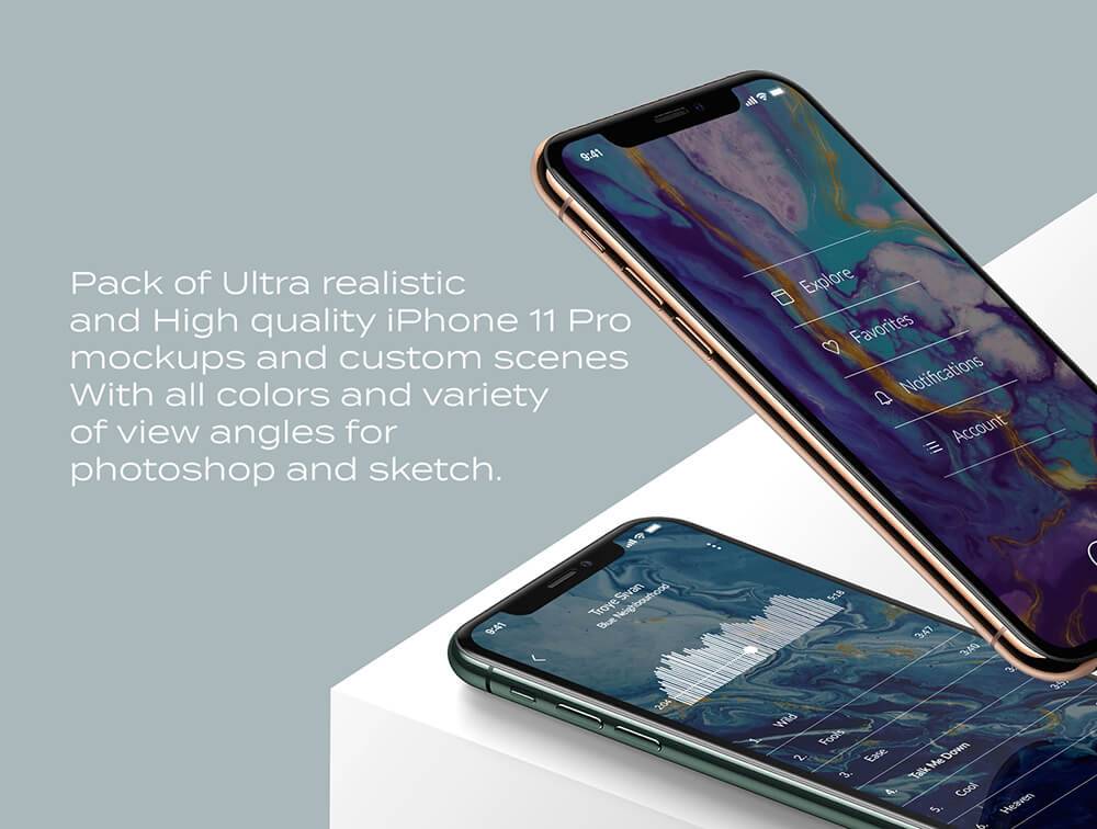 6249 逼真高分辨率iPhone 11 pro手机样机模板-iPhone 11 Pro Mockups Pack