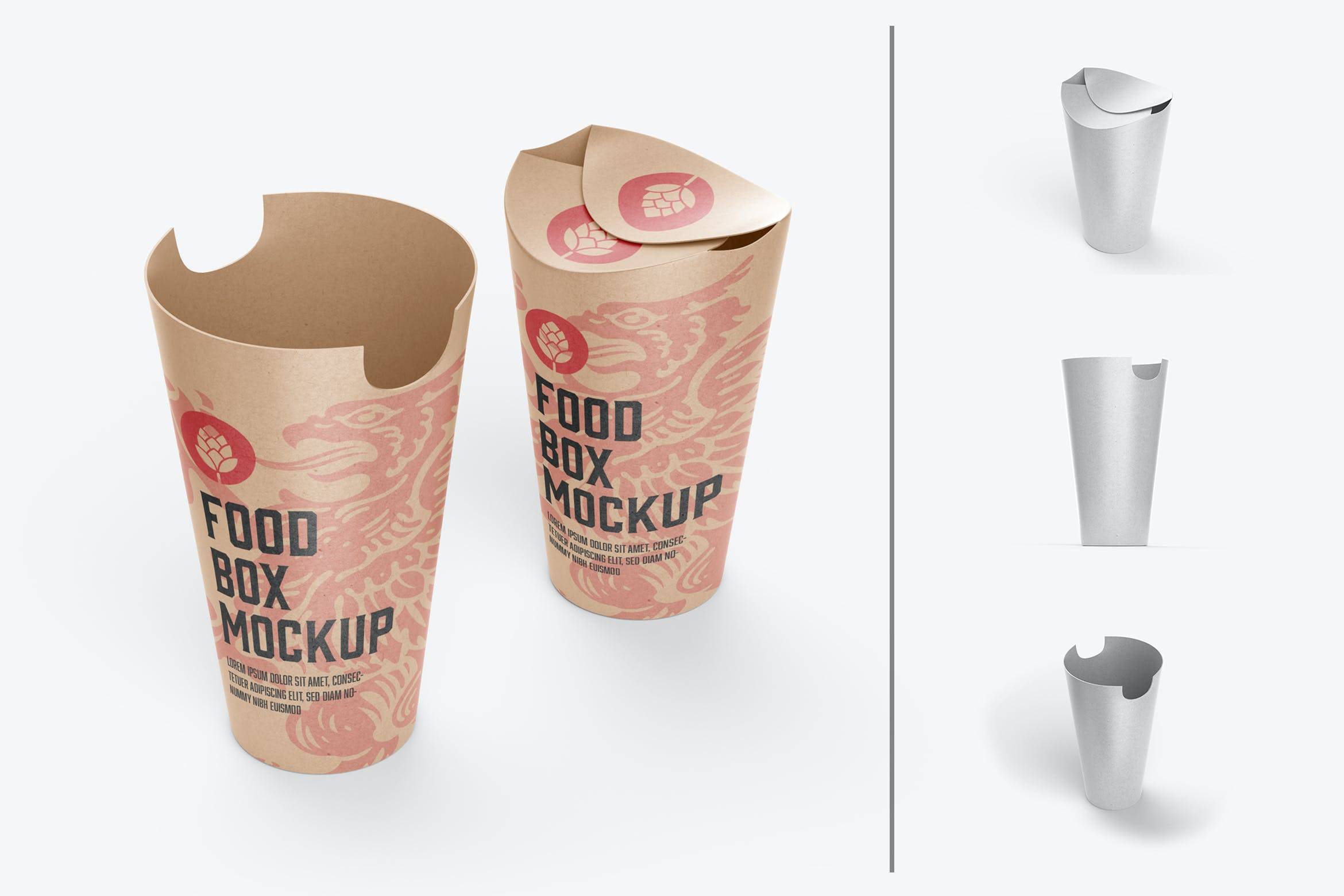 6250 牛皮纸食物盒包装设计样机-Food Pillow Box Mockup