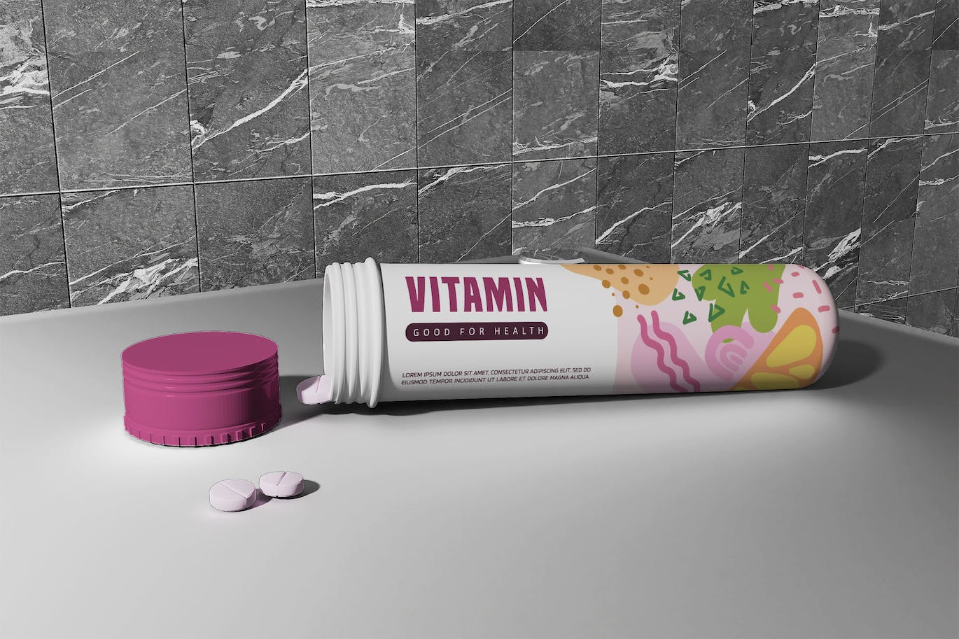 6263 维生素药瓶包装设计样机-vitamin bottle mockups